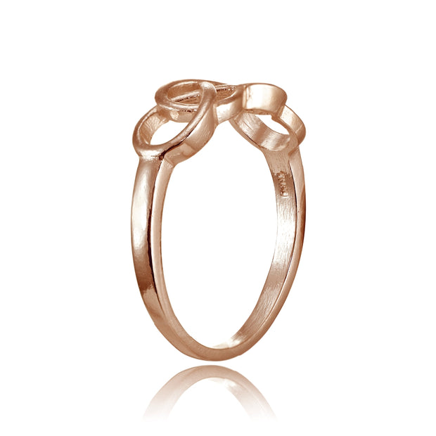 Rose Gold Flashed Sterling Silver High Polished Intertwining Infinity Ring