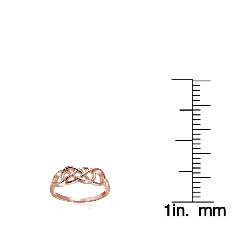 Rose Gold Flashed Sterling Silver High Polished Intertwining Infinity Ring-3