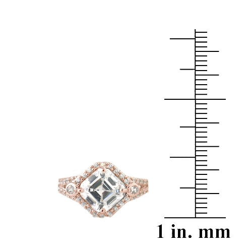 1K Rose Gold over Sterling Silver 3ct Asscher Cut CZ Geometric Split Shank Ring-3