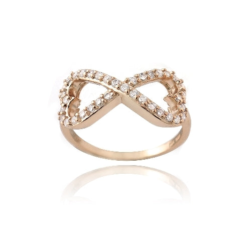 Rose Gold Tone over Sterling Silver CZ Infinity Hearts Ring
