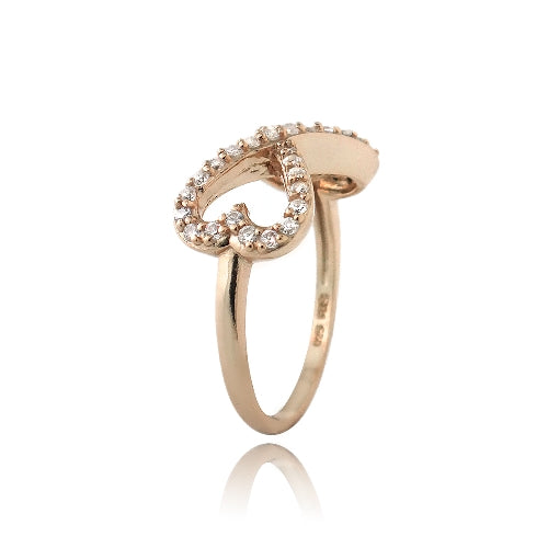 Rose Gold Tone over Sterling Silver CZ Infinity Hearts Ring-2
