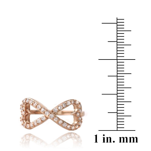 Rose Gold Tone over Sterling Silver CZ Infinity Hearts Ring-3