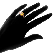 Rose Gold Flashed Silver Created Citrine and Cubic Zirconia Round Halo Ring,