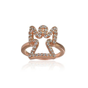 Rose Gold Flashed Sterling Silver Cubic Zirconia Angel Ring