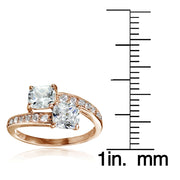 Rose Gold Flashed Sterling Silver Cushion-cut Cubic Zirconia Friendship Engagement Ring