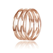 Rose Gold Flashed Sterling Silver High Polished Multi Wrap Band Ring,