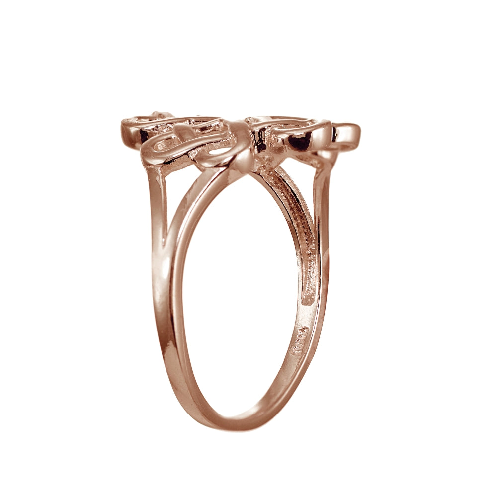 Rose Gold Flashed Sterling Silver High Polished Cletic Love Knot Ring-2