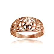 Rose Gold Flashed Sterling Silver High Polished Filigree Cletic Knot Ring