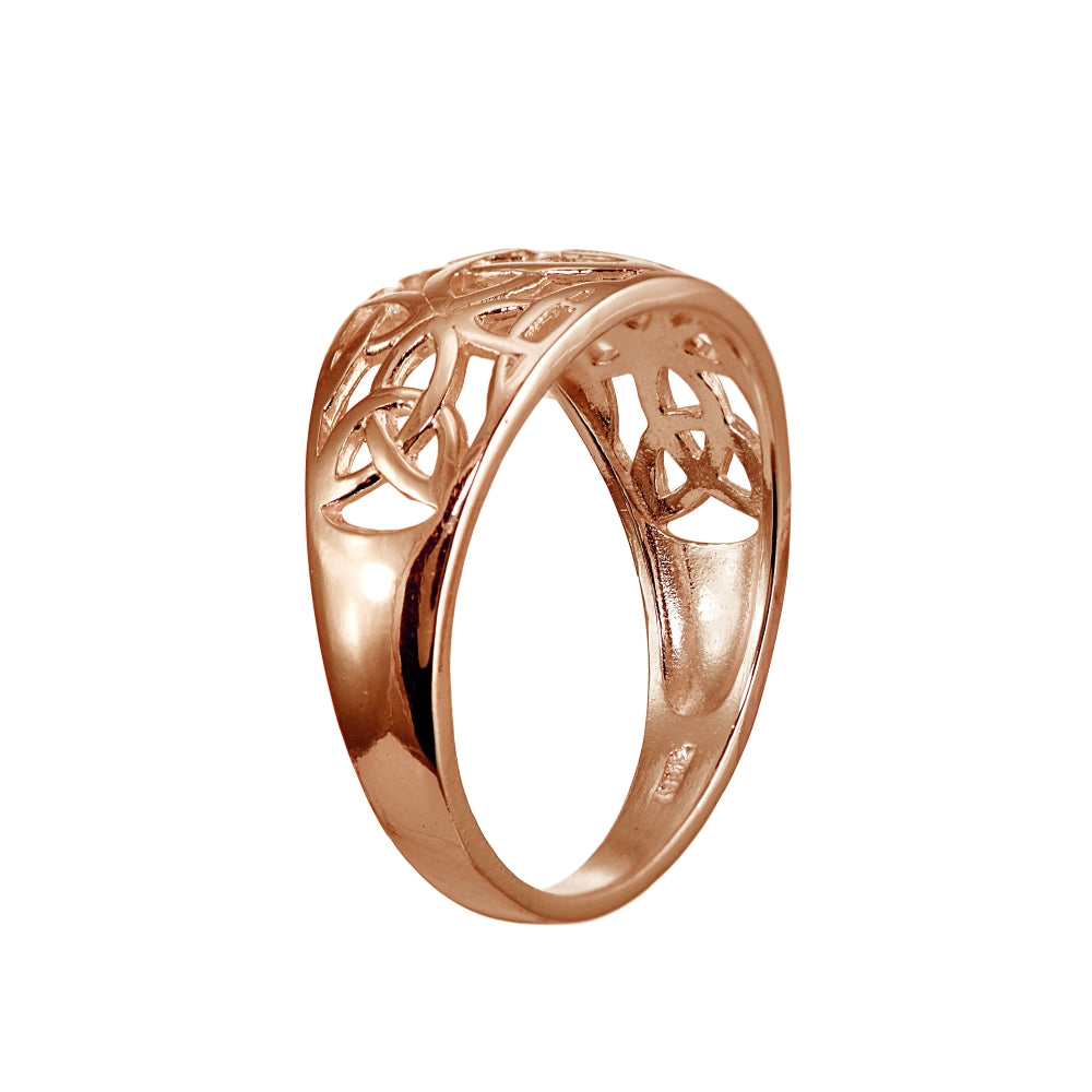 Rose Gold Flashed Sterling Silver High Polished Filigree Cletic Knot Ring-2