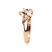 Rose Gold Flashed Sterling Silver Cubic Zirconia Petal Flower Ring,