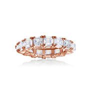 Rose Gold Flashed Sterling Silver Cubic Zirconia 4mm Octagon Asscher-Cut Anniversary Eternity Band Ring,