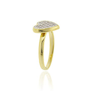 1K Gold over Sterling Silver CZ Micro Pave Heart Two-Tone Ring
