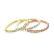 Sterling Silver Tri-Color Stackable CZ Eternity Band Ring Set