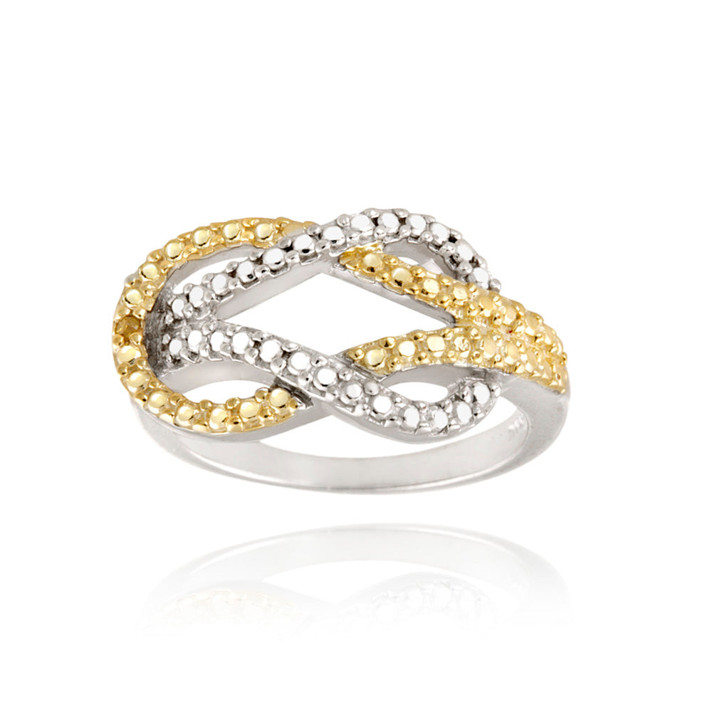 Sterling Silver Two-Tone Yellow Diamond Accent Love Knot Ring