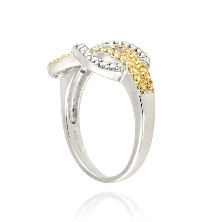 Sterling Silver Two-Tone Yellow Diamond Accent Love Knot Ring