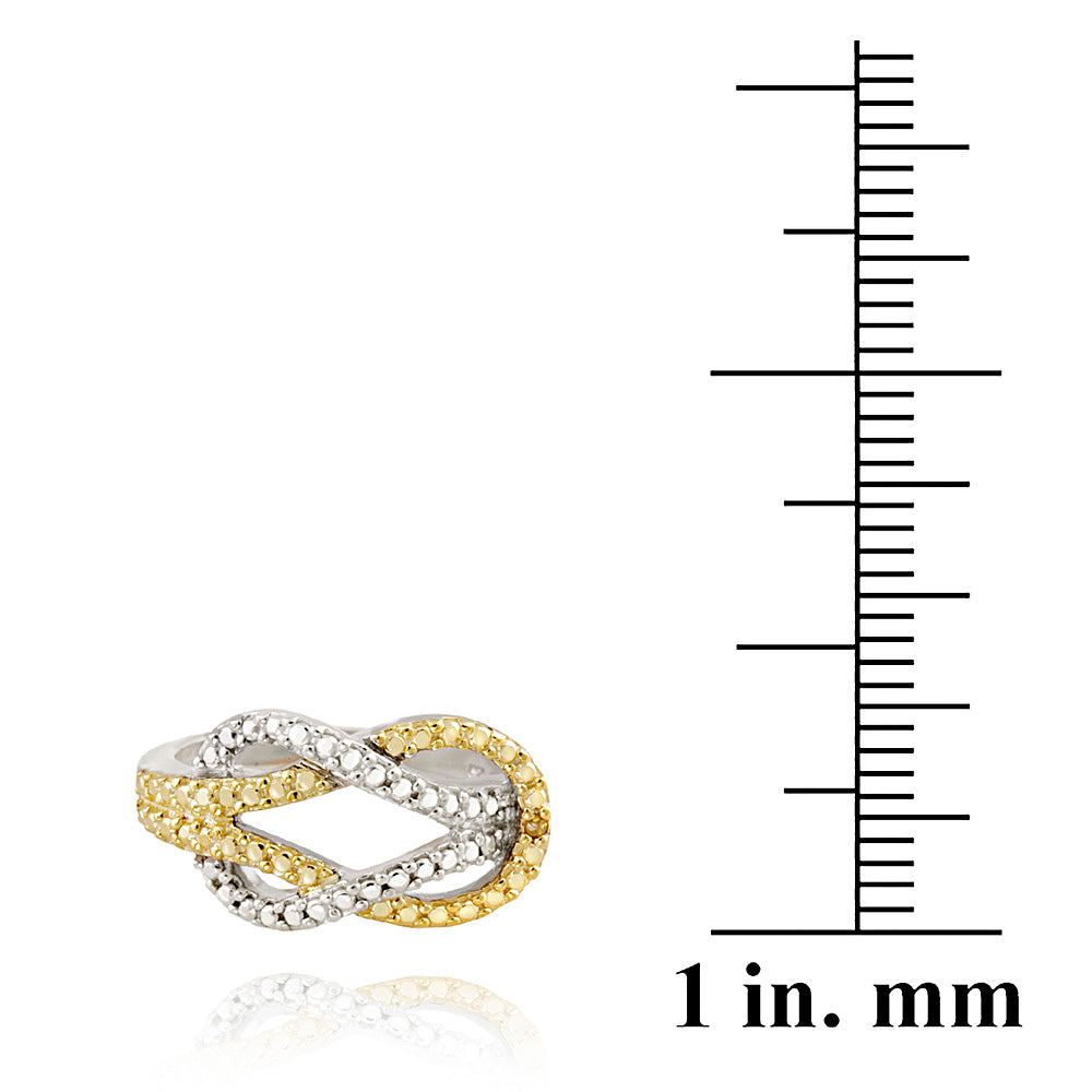 Sterling Silver Two-Tone Yellow Diamond Accent Love Knot Ring-3