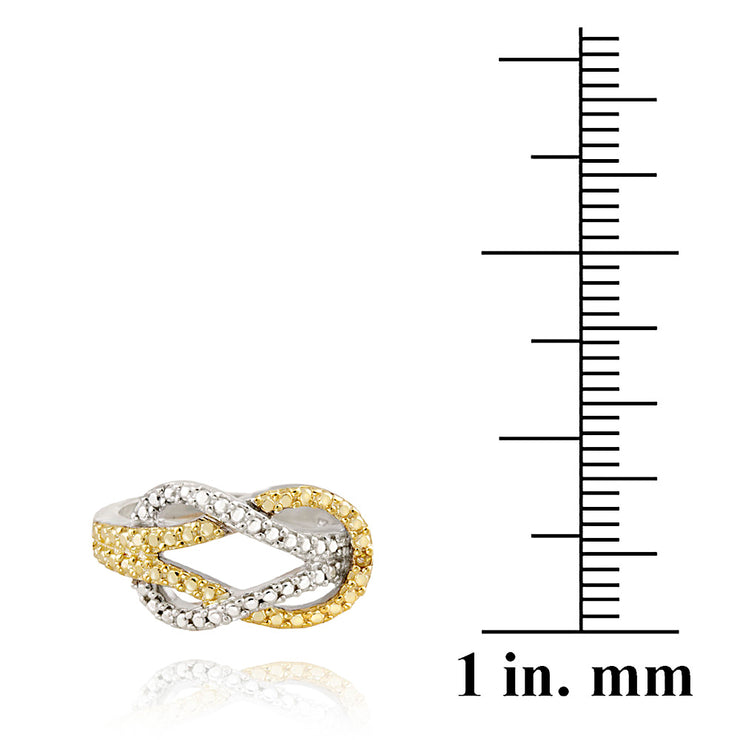 Sterling Silver Two-Tone Yellow Diamond Accent Love Knot Ring