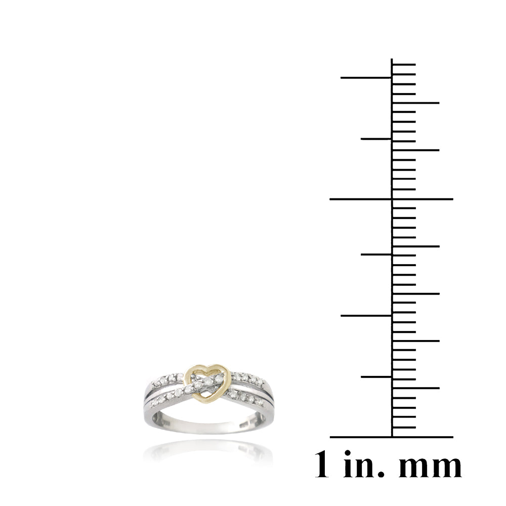 Sterling Silver Two-Tone 1/ ct Diamond Twist & Heart Promise Ring-3