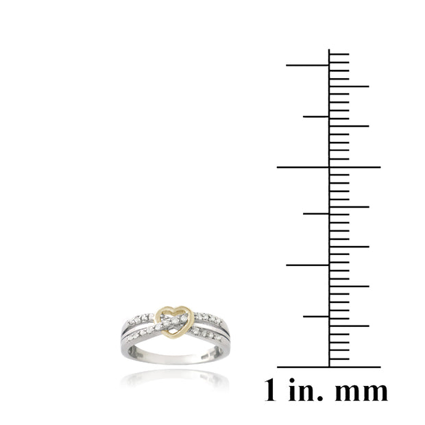 Sterling Silver Two-Tone 1/ ct Diamond Twist & Heart Promise Ring