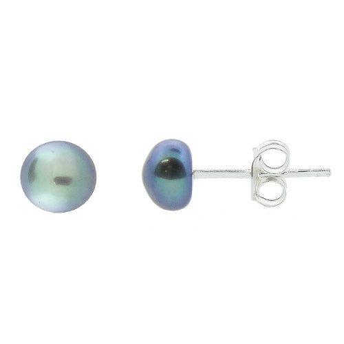 Sterling Silver 5 Pair Multi Color Freshwater Pearl White, Peacock, Pink, Grey, Chocolate Stud Earring Set-3