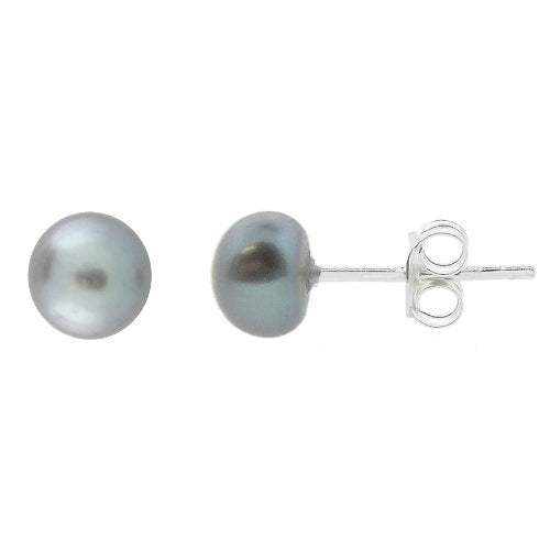Sterling Silver 5 Pair Multi Color Freshwater Pearl White, Peacock, Pink, Grey, Chocolate Stud Earring Set-5