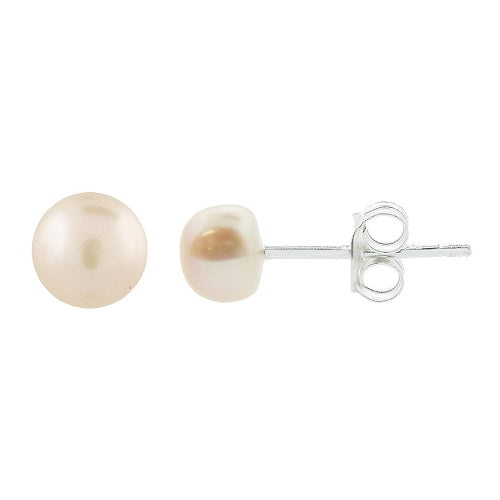 Sterling Silver 5 Pair Multi Color Freshwater Pearl White, Peacock, Pink, Grey, Chocolate Stud Earring Set-6