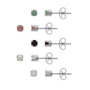 Sterling Silver 3mm Ruby, Emerald, Sapphire, Created Opal and Pearl Stud Earrings