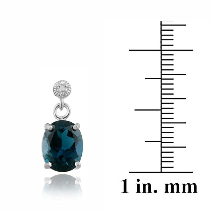 Sterling Silver 10.8ct London Blue Topaz & Diamond Accent Oval Pendant Earrings Set