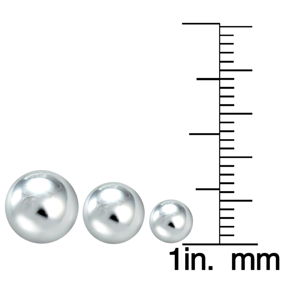 Sterling Silver 3-Pair Ball Stud Earrings Set-3