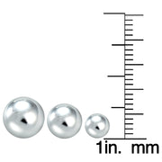 Sterling Silver 3-Pair Ball Stud Earrings Set