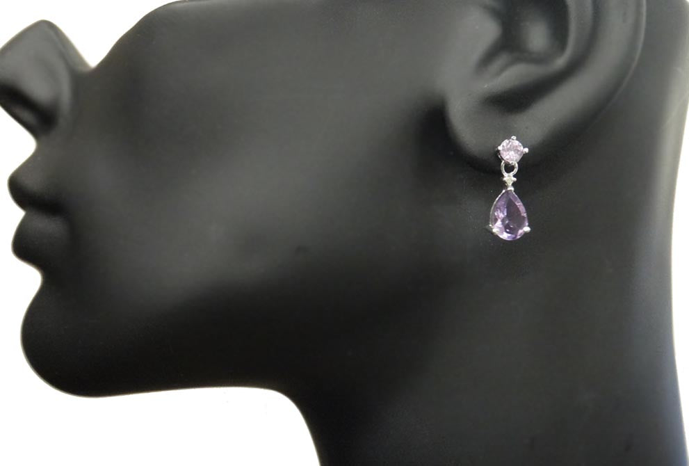 Sterling Silver 10.2ct Amethyst, Blue Topaz, White Topaz & Diamond Accent Teardrop Earrings Set-2