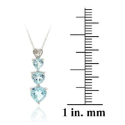 Sterling Silve Blue Topaz & Diamond Heart Necklace & Earrings Set