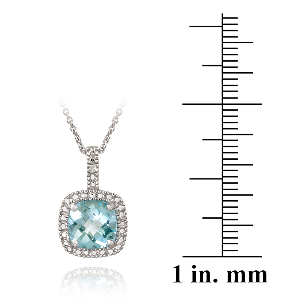 Sterling Silver 4ct Blue Topaz & Diamond Accent Square Necklace & Earrings Set-4