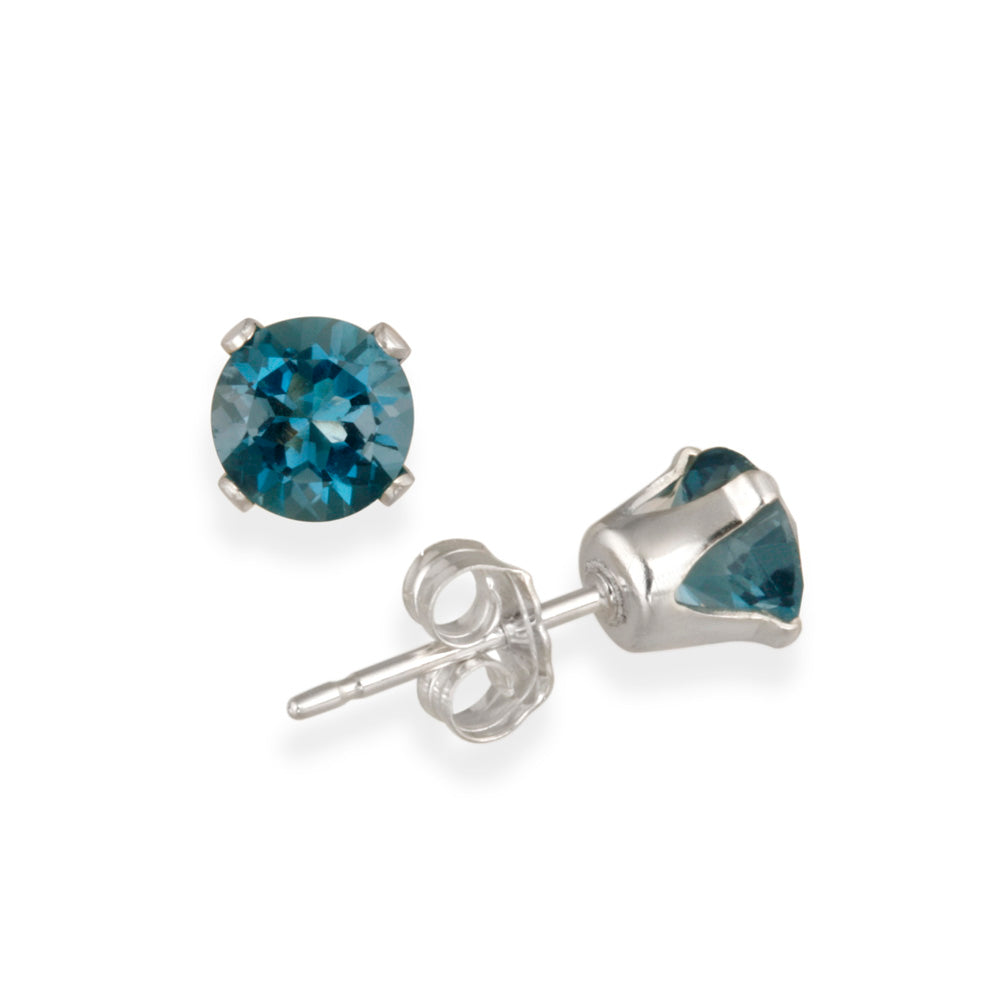 Sterling Silver 4ct London Blue Topaz & Diamond Accent Square Necklace & Earrings Set-4