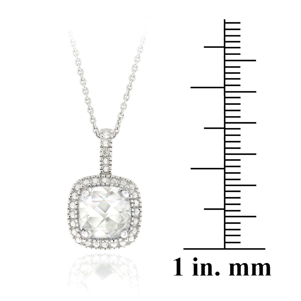 Sterling Silver 4ct White Topaz & Diamond Accent Square Necklace & Earrings Set-4