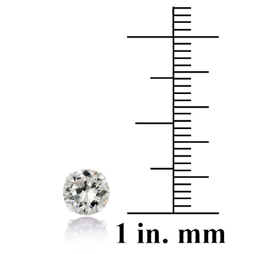 Sterling Silver 6.3ct White Topaz 6mm Stud Earrings, Set of 3-4