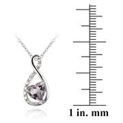 Sterling Silver Amethyst & Diamond Accent Swirl Heart Necklace and Earrings Set