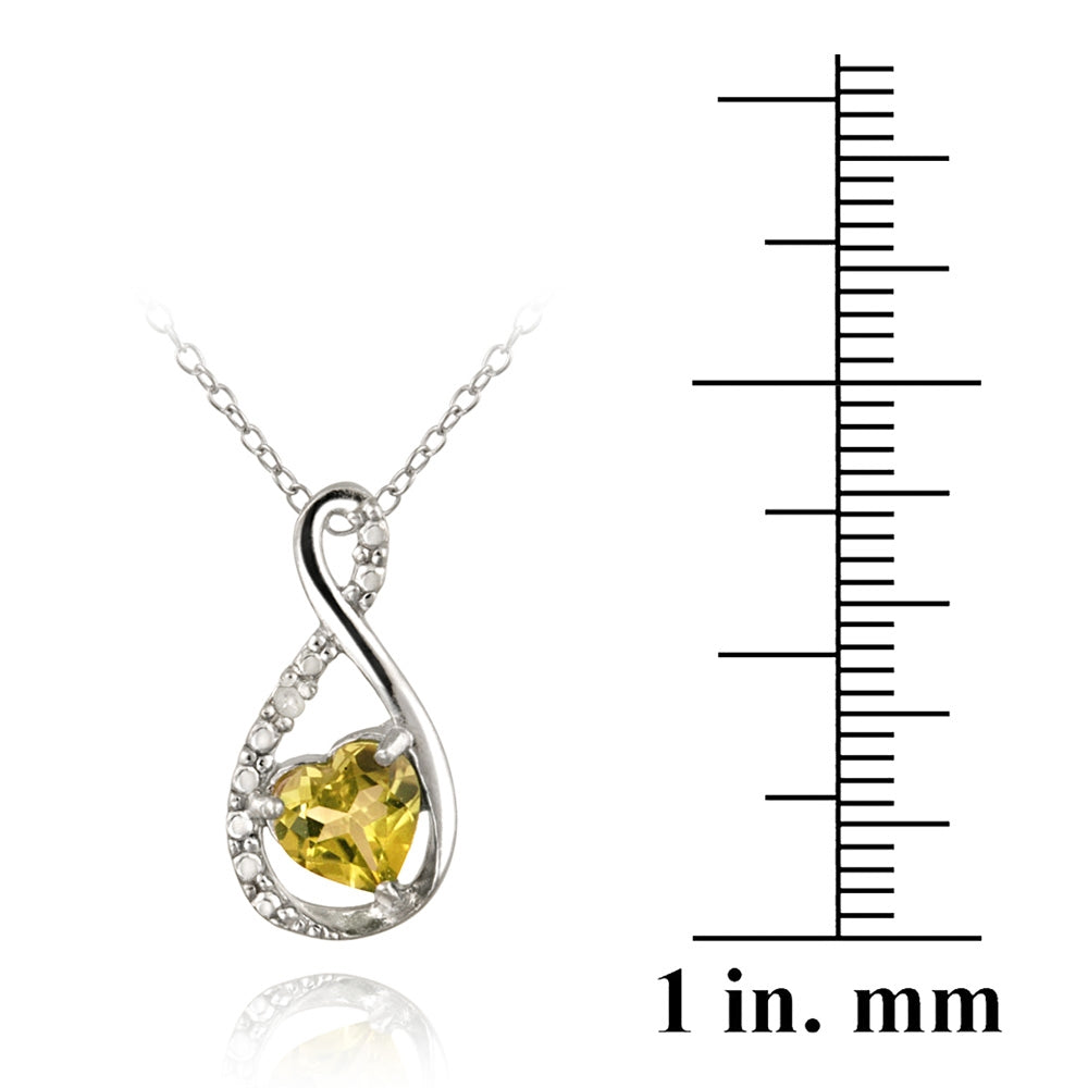 Sterling Silver Citrine & Diamond Accent Swirl Heart Necklace and Earrings Set-2