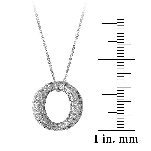 Sterling Silver CZ Open Circle Pendant & Stud Earrings Set-2