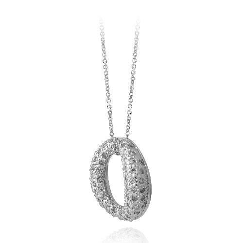 Sterling Silver CZ Open Circle Pendant & Stud Earrings Set-4
