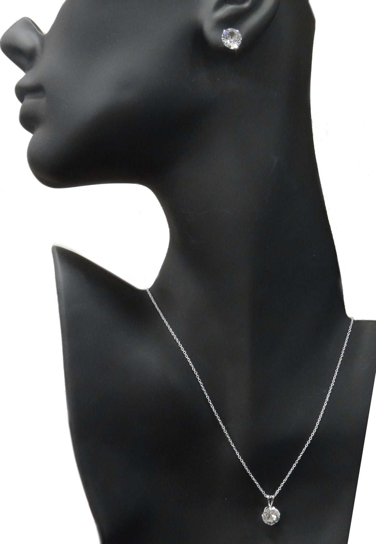 Sterling Silver Swarovski Elements 8mm Necklace & Stud Earrings Set-2