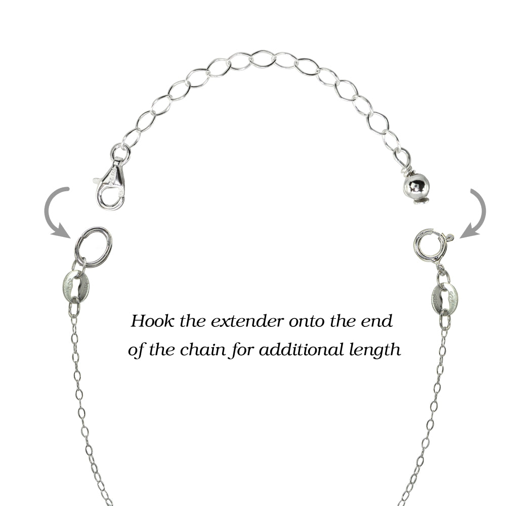 Sterling Silver Extender Chain Set Necklace-3