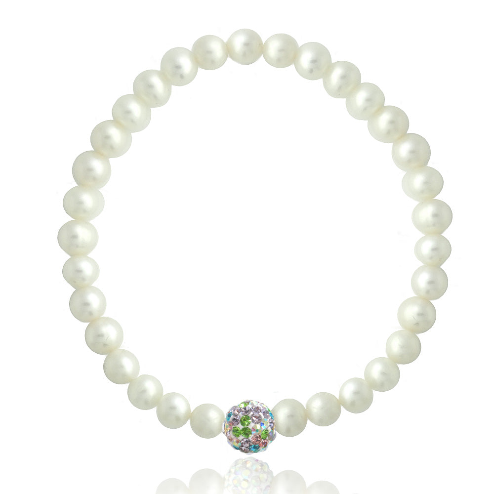Sterling ilver Freshwater Cultured White Pearl & Multi Crystal Fireball Necklace, Bracelet & Earrings Set-3