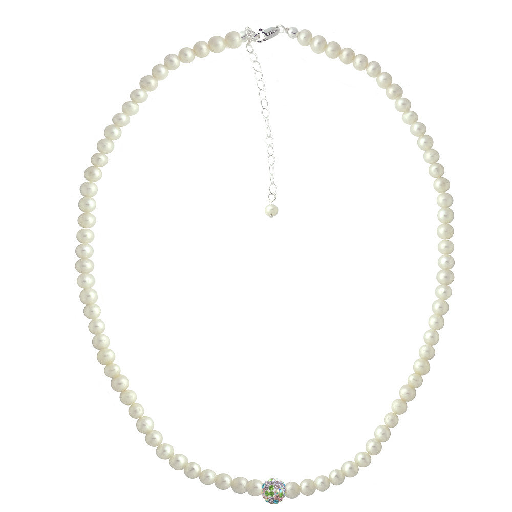 Sterling ilver Freshwater Cultured White Pearl & Multi Crystal Fireball Necklace, Bracelet & Earrings Set-4