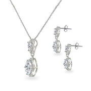 Sterling Silver Created White Sapphire & Topaz Dangle Earrings & Necklace Set