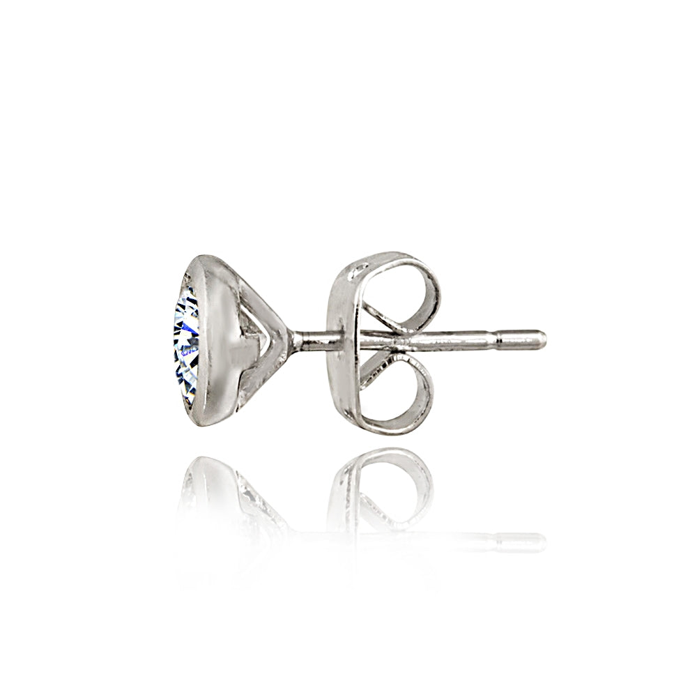 Sterling Silver 3ct Cubic Zirconia Bezel-Set 5mm Stud Earrings, Set of 3-2