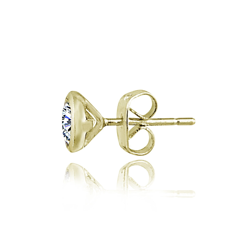 Sterling Silver 3ct Cubic Zirconia Bezel-Set 5mm Stud Earrings, Set of 3-3