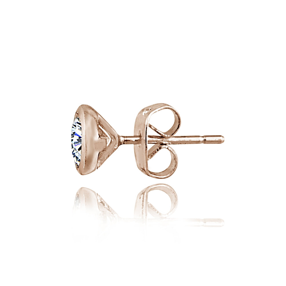 Sterling Silver 3ct Cubic Zirconia Bezel-Set 5mm Stud Earrings, Set of 3-4