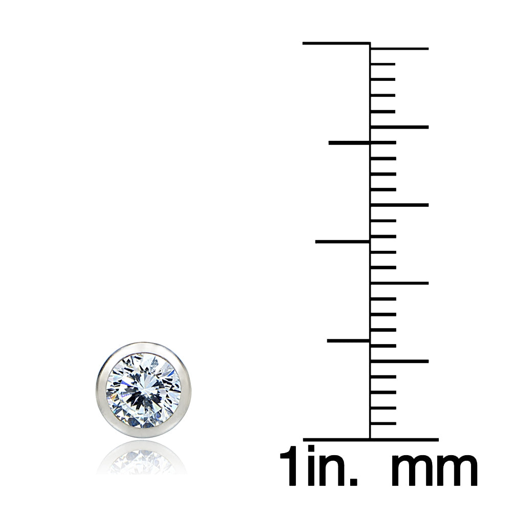 Sterling Silver 3ct Cubic Zirconia Bezel-Set 5mm Stud Earrings, Set of 3-5