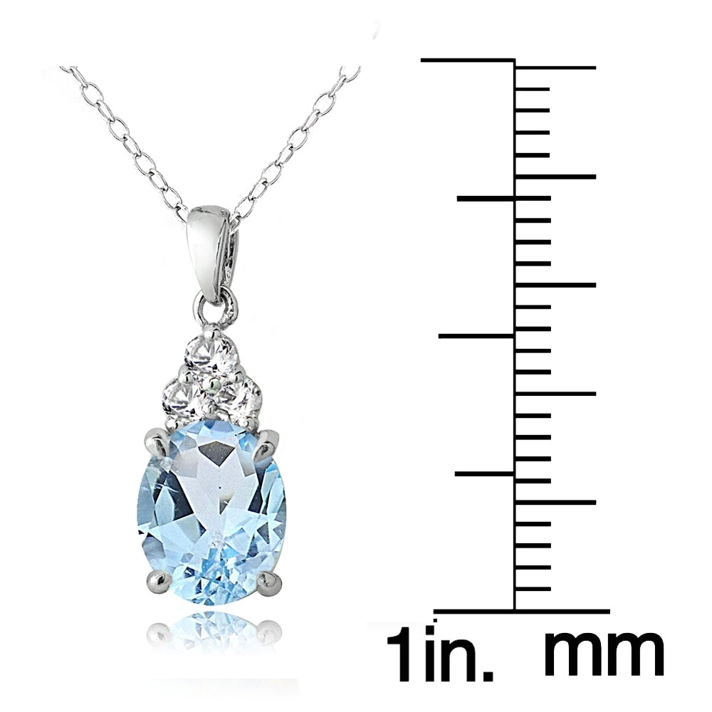Sterling Silver 3.9ct Blue and White Topaz Oval Necklace & Earrings Set-5
